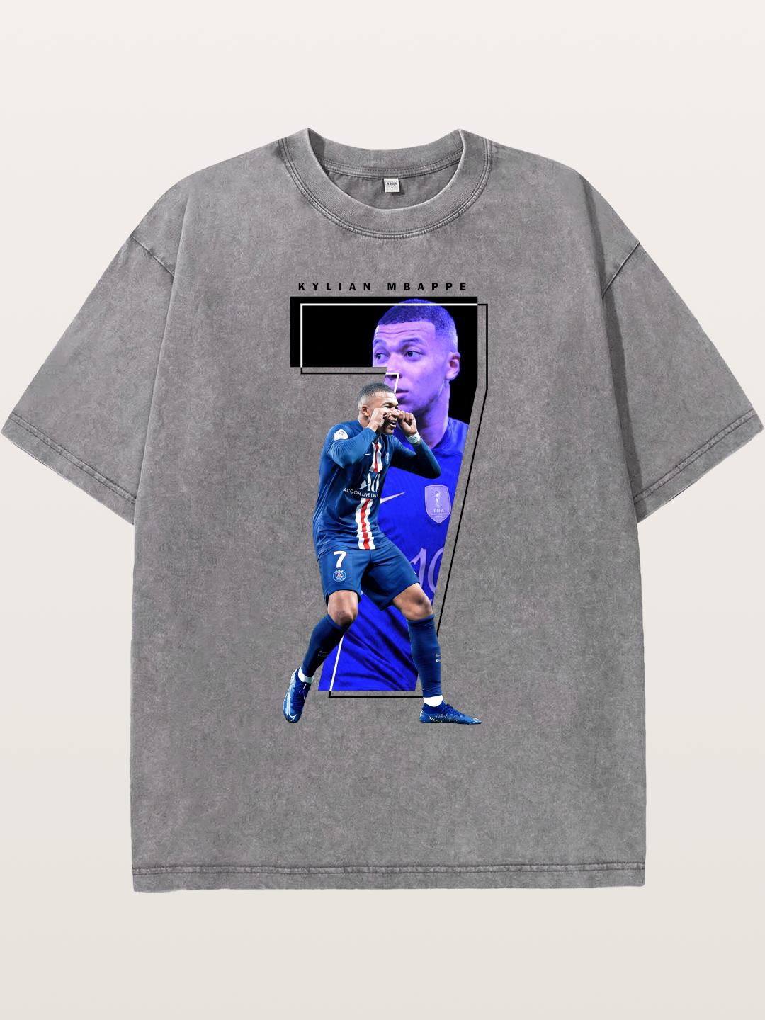 Mbappe Dual Portrait Collage Washed T-shirt