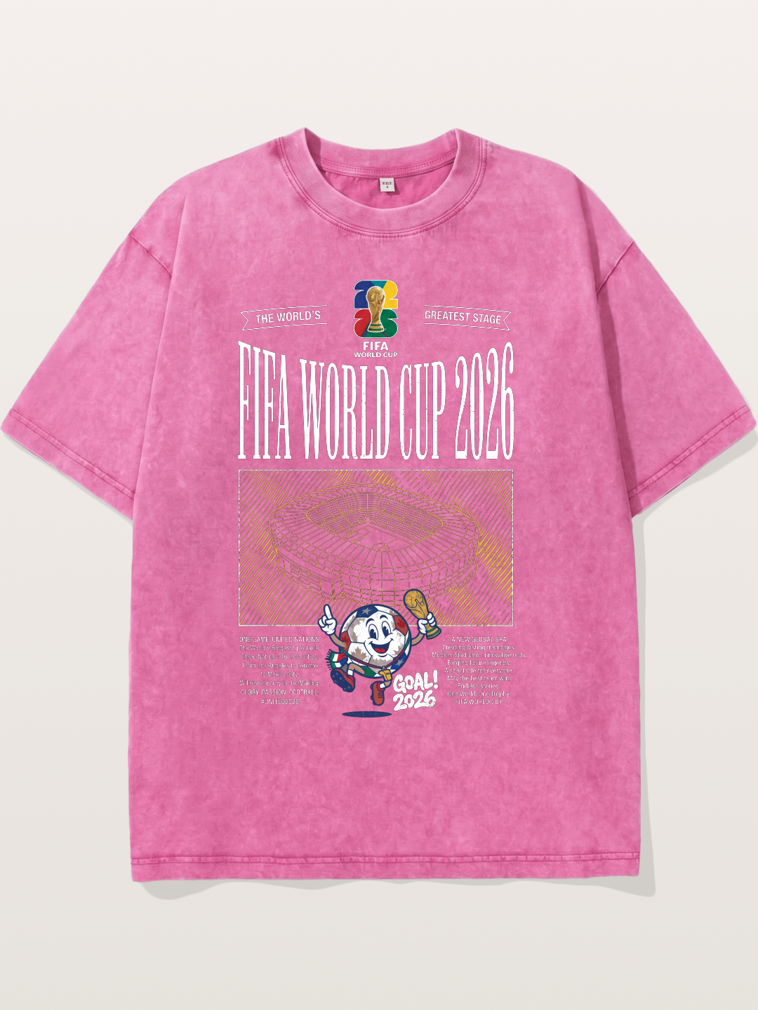 2026 WC Stadium Mascot Line Art Washed T-shirt