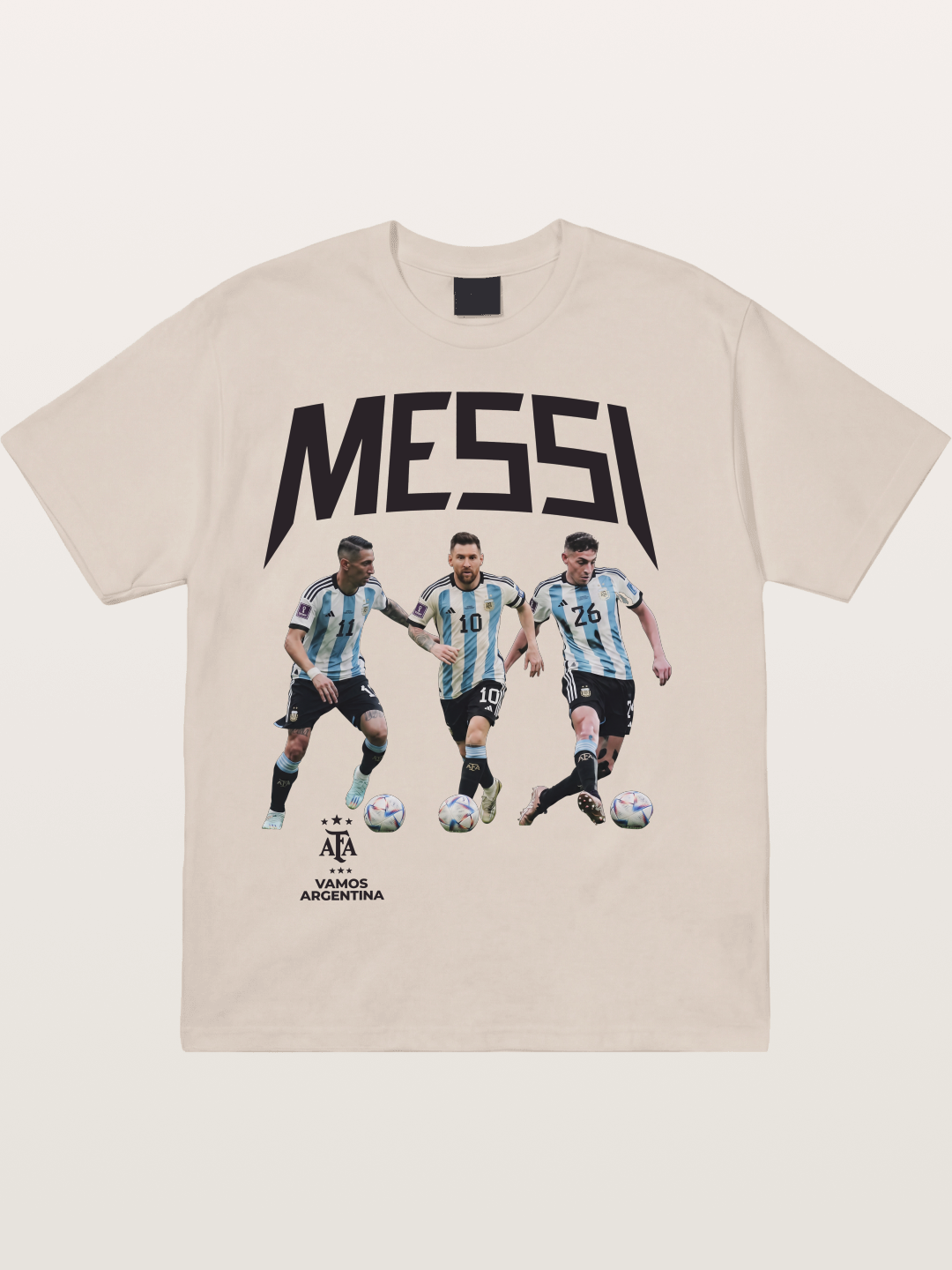 Messi Argentina Trio Soccer Players Cotton T-shirt