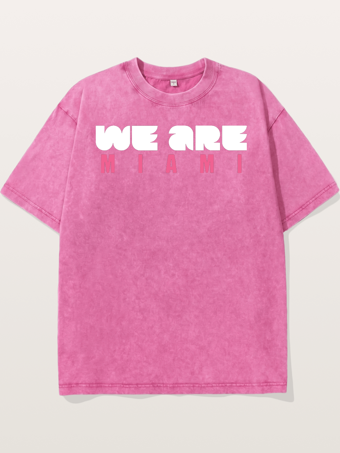 Miami Pink Patterned Letters Washed T-shirt