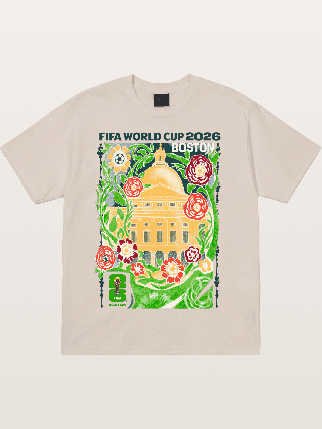 Boston WC 2026 Floral City Hall Art Cotton T-shirt