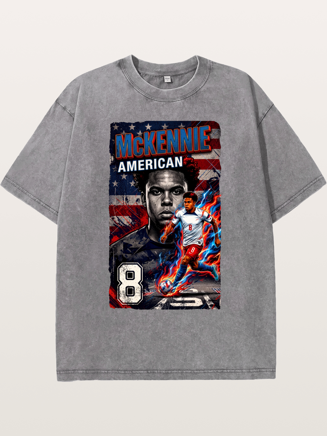 Weston Mckennie Fiery Retro Design Washed T-shirt