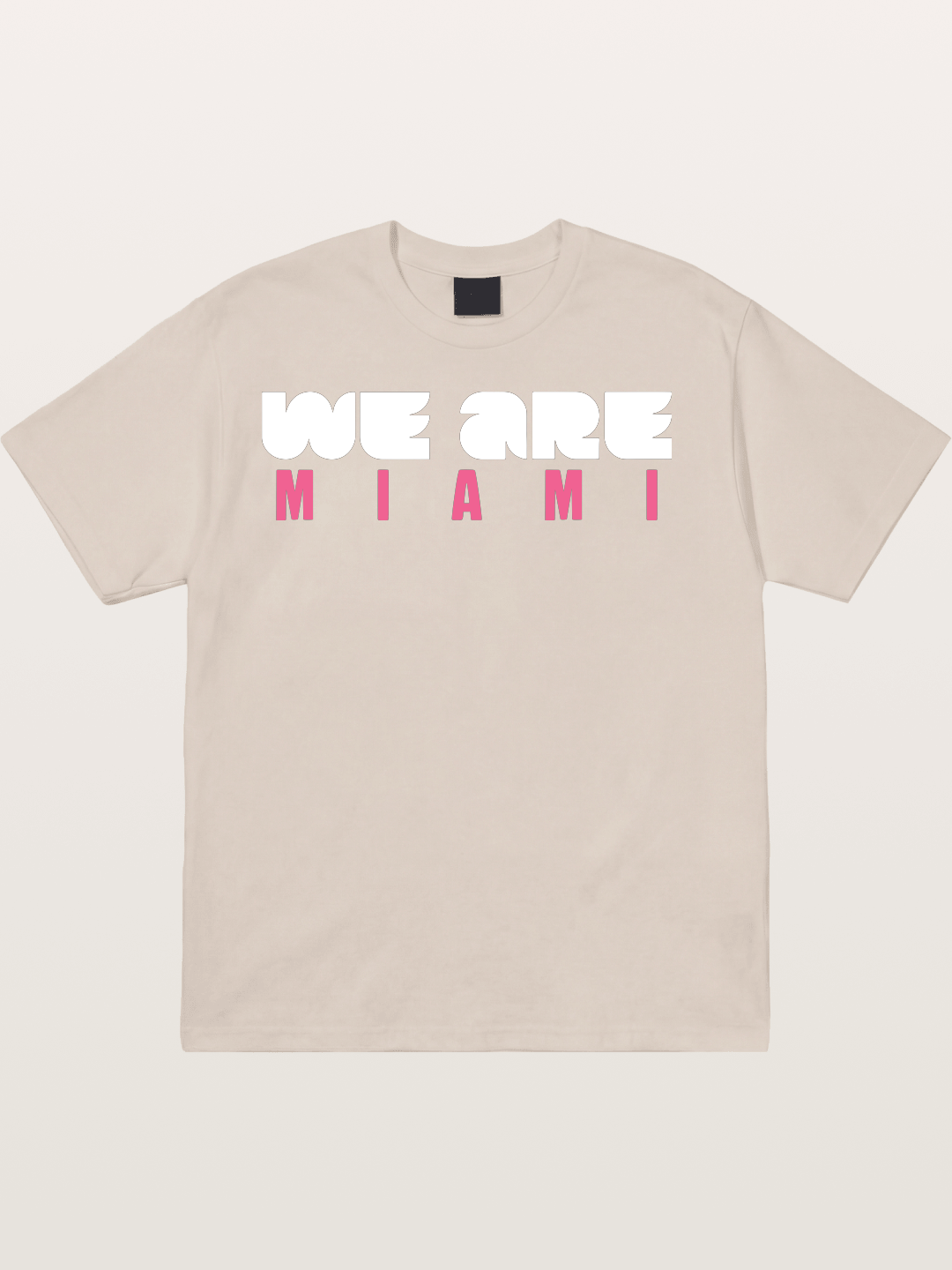 Miami Pink Patterned Letters Cotton T-shirt