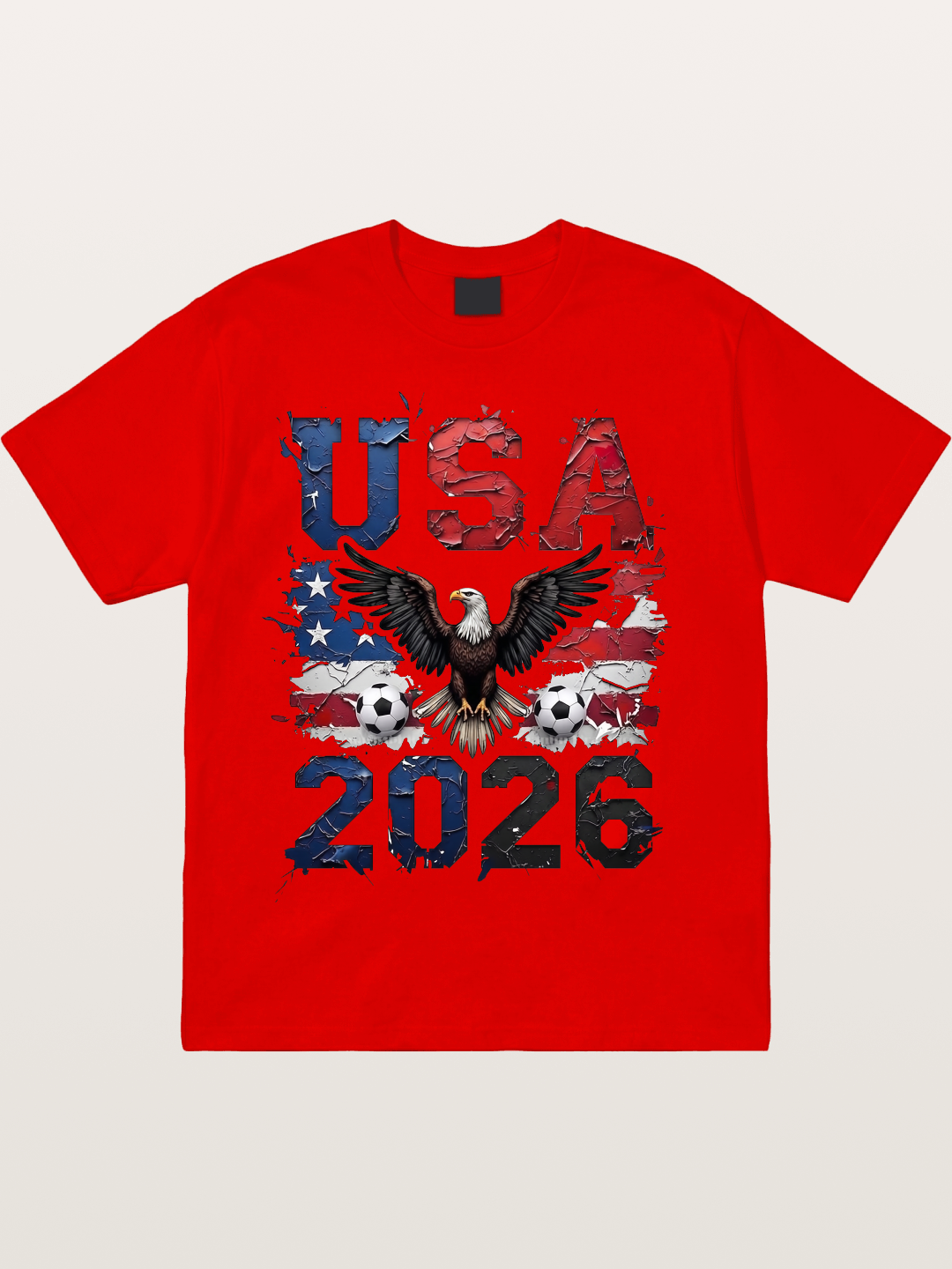 USA 2026 Bald Eagle Soccer Design Cotton T-shirt
