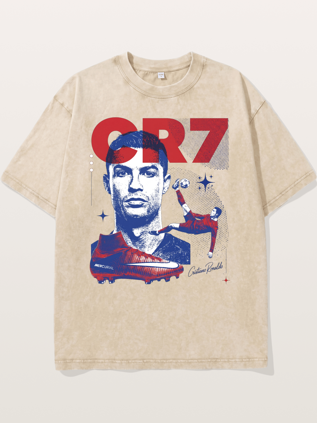 CR7 Retro Halftone Print Washed T-shirt