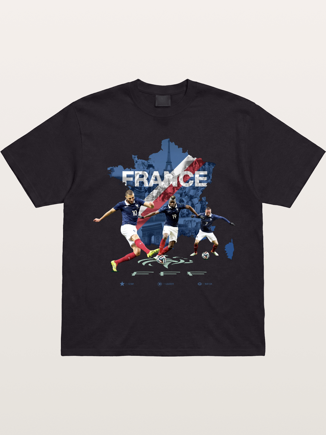 France Football Stars With Map Gildan T-shirt