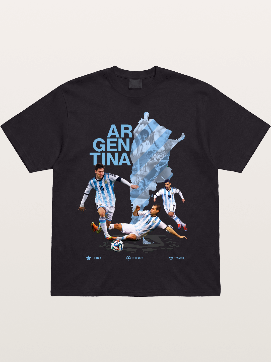 Argentina Soccer Legends Map Layout Cotton T-shirt