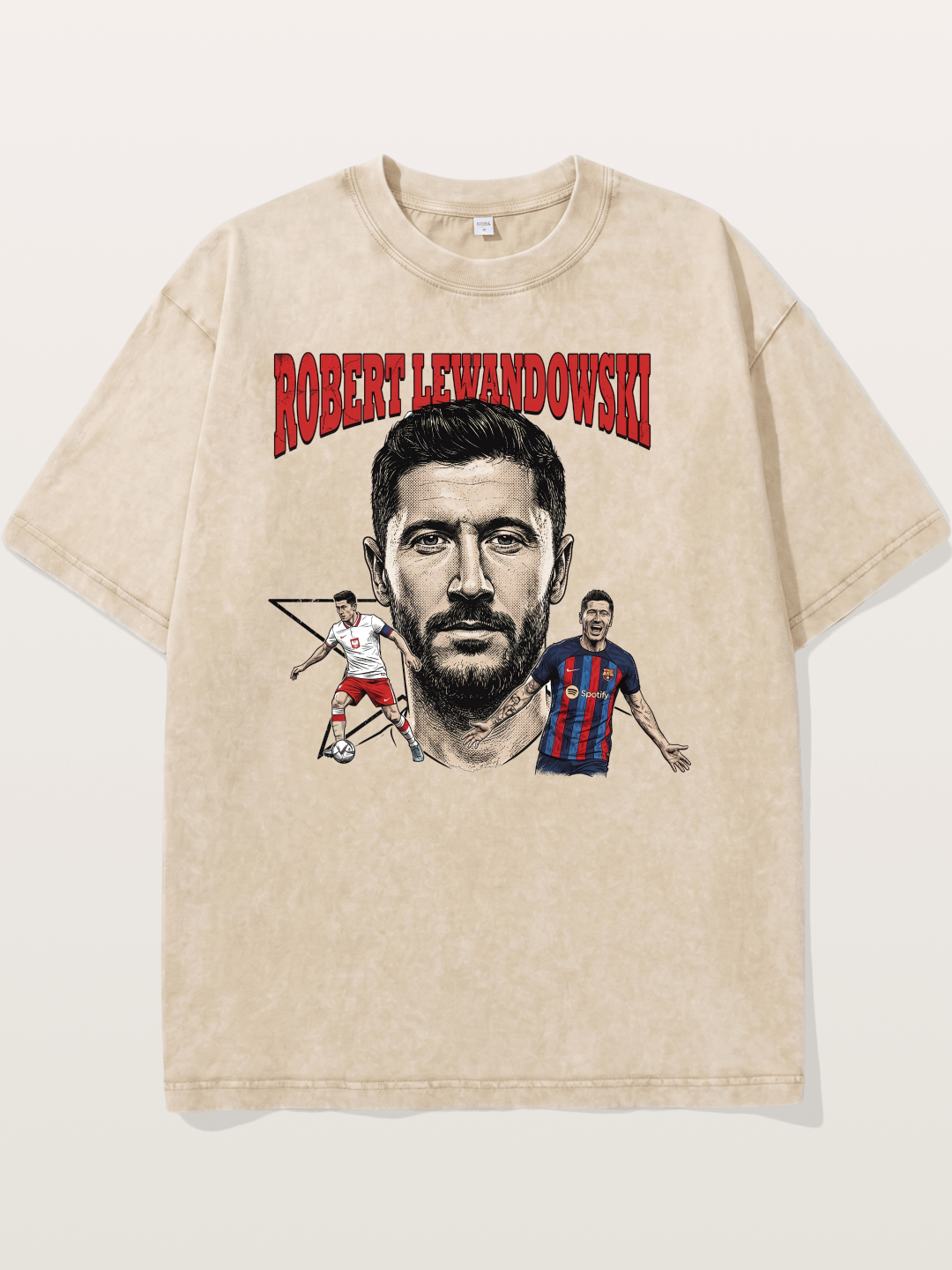 Robert Lewandowski Football Art Washed T-shirt