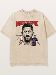 Robert Lewandowski Football Art Washed T-shirt