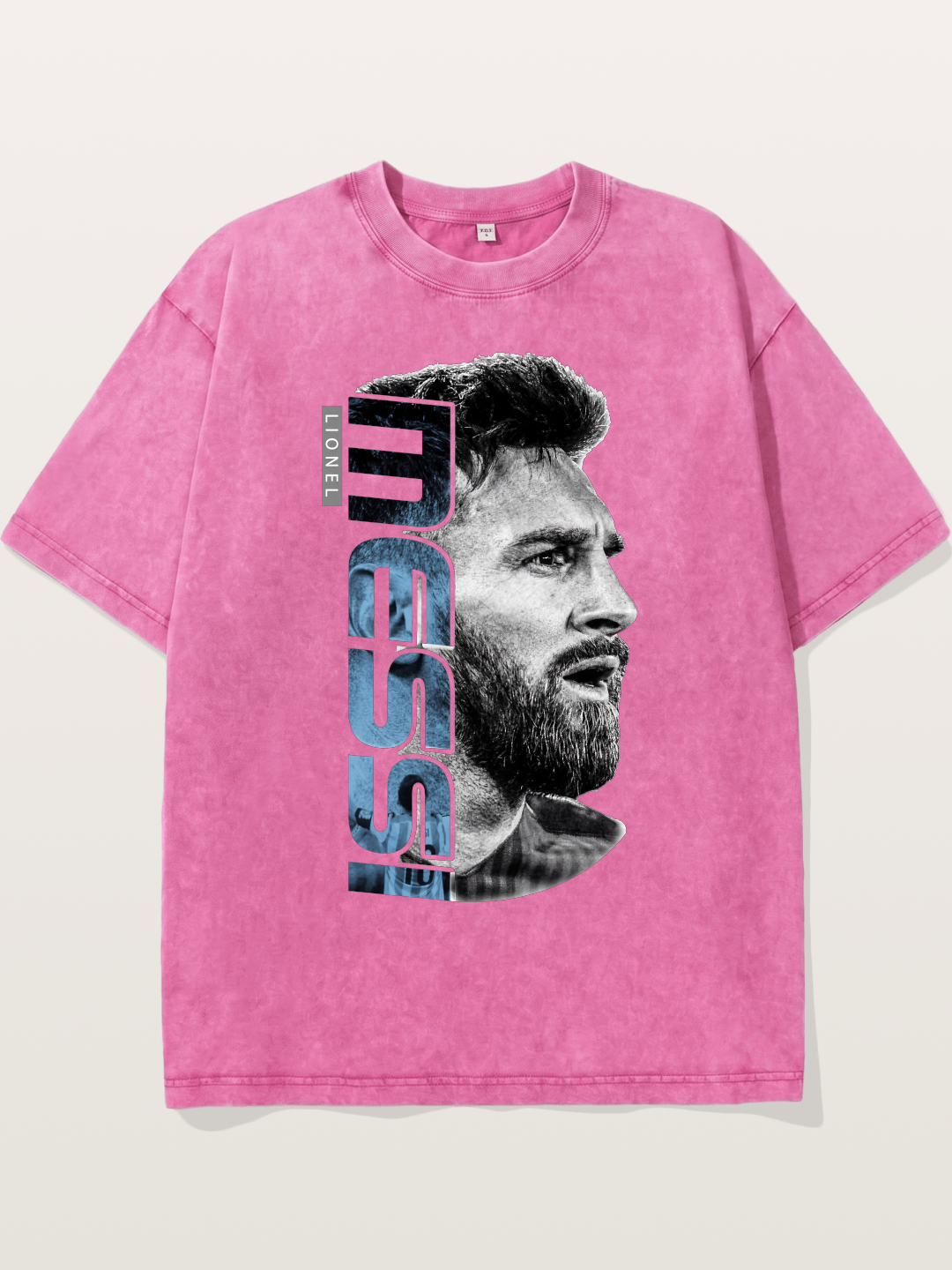 Messi Vertical Typography Art Washed T-shirt
