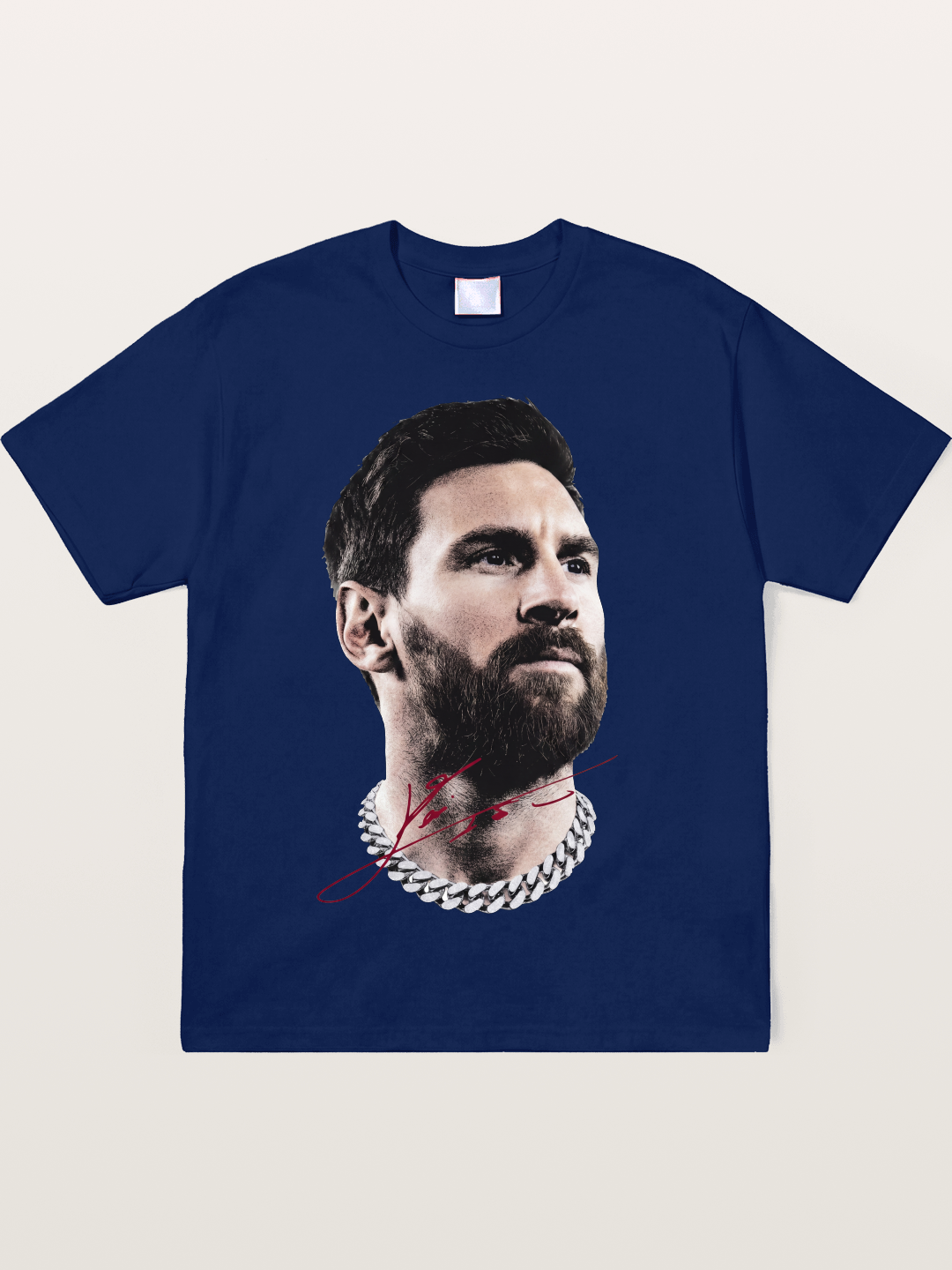 Messi Black White Signature Portrait Soft-Stay T-shirt