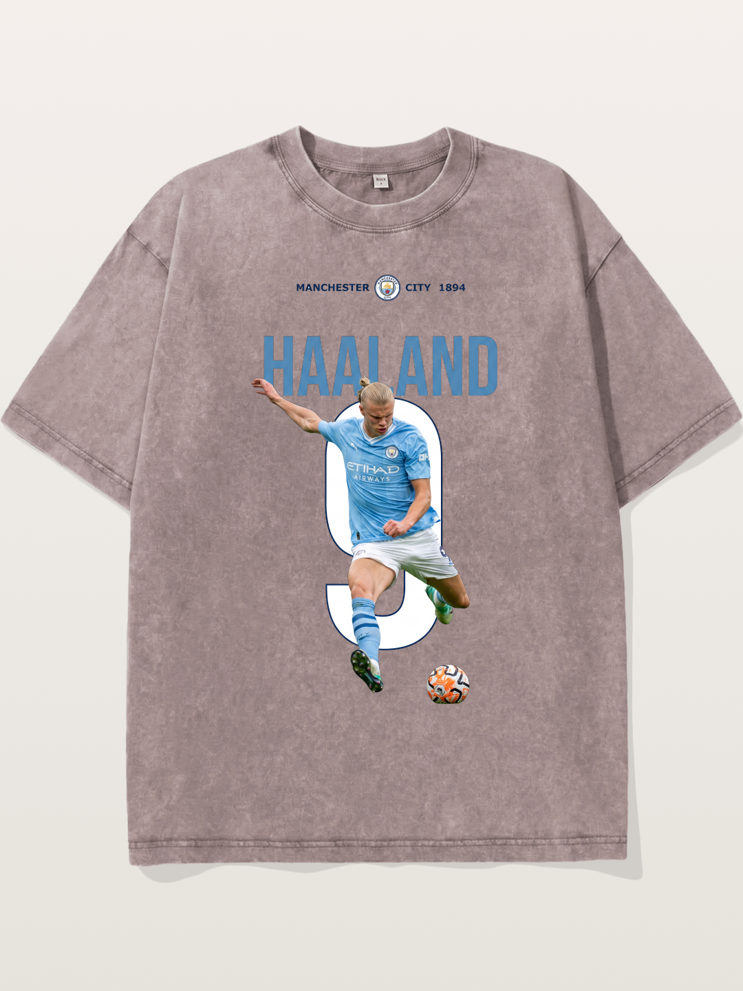 Haaland Number 9 Action Shot Washed T-shirt