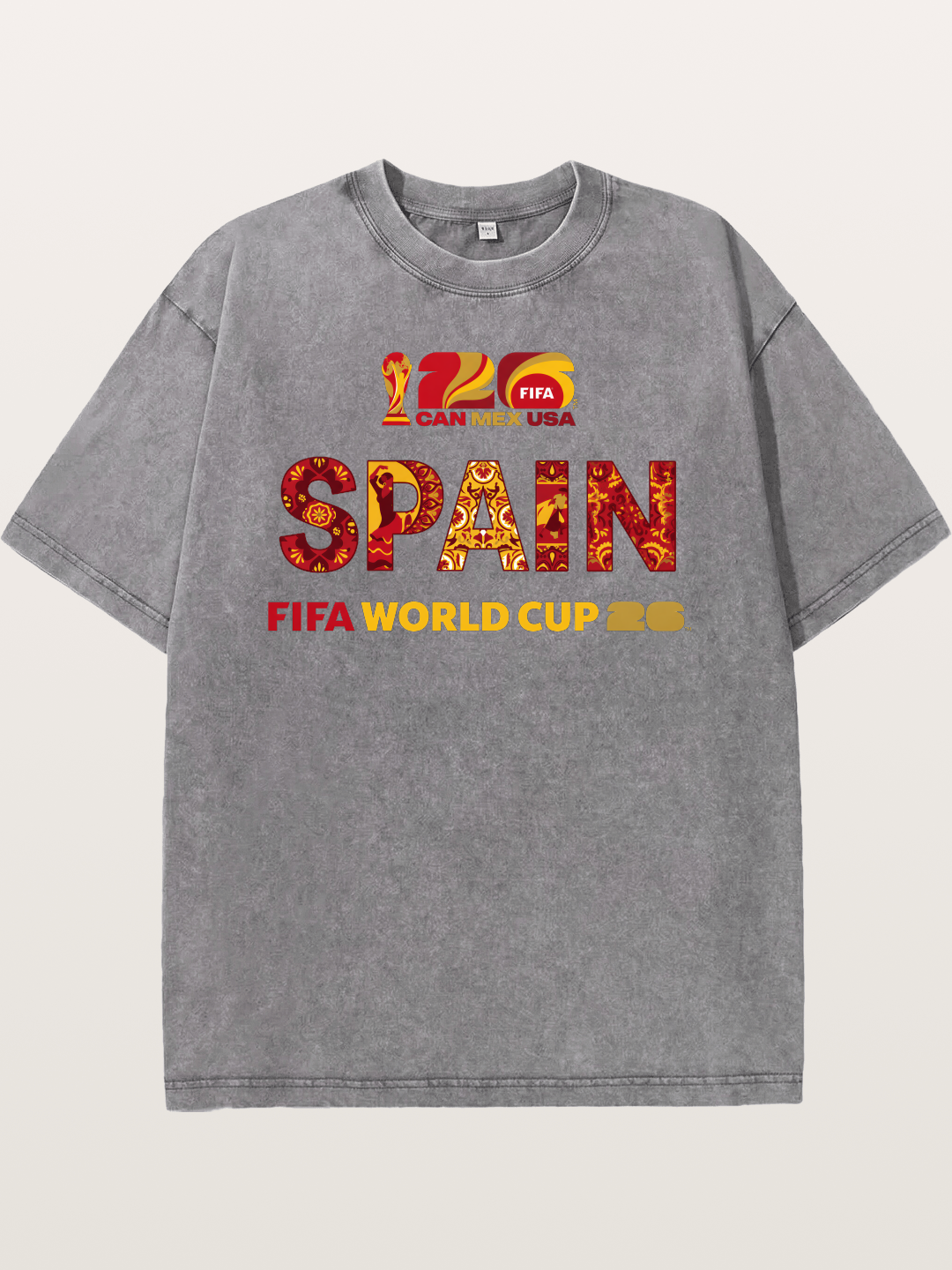 Spain 2026 Cultural Ornament Print Washed T-shirt