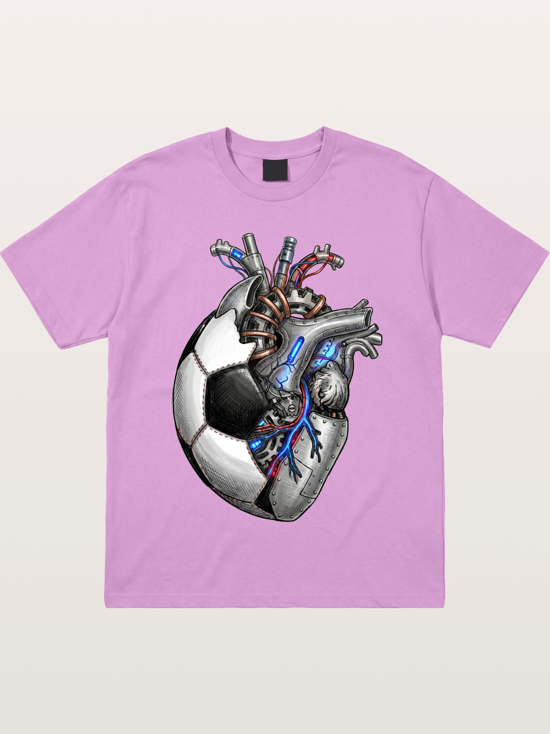 Mechanical Football Heart Print Gildan T-shirt