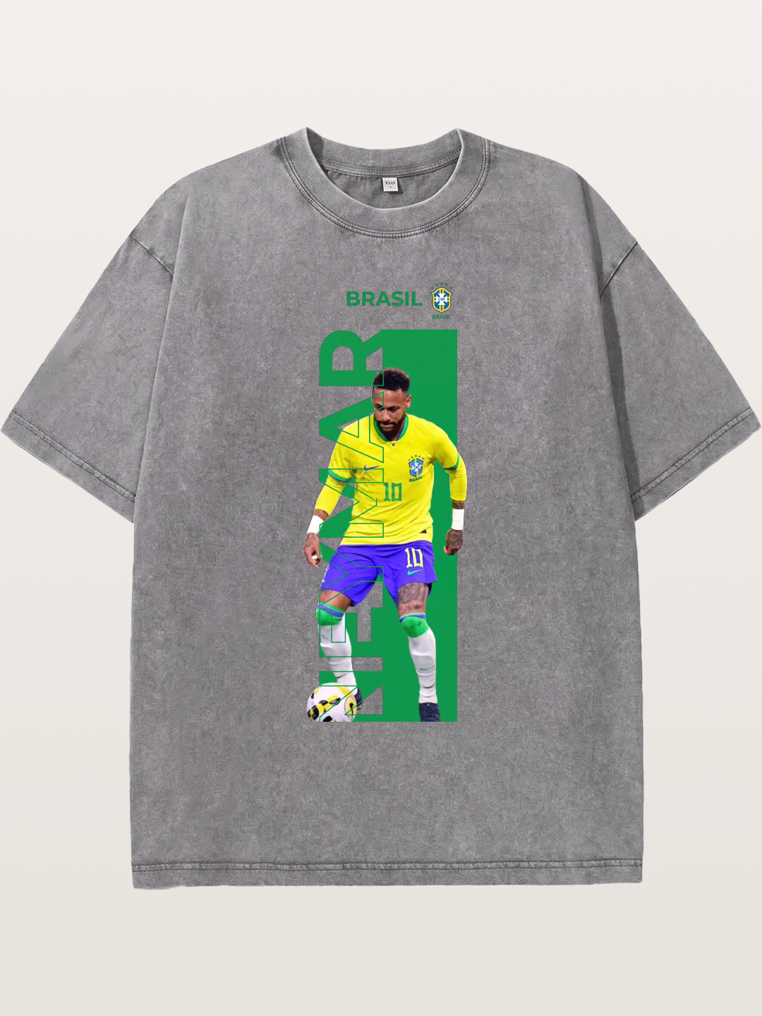Neymar Brasil Jersey Print Washed T-shirt