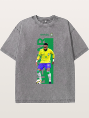 Neymar Brasil Jersey Print Washed T-shirt