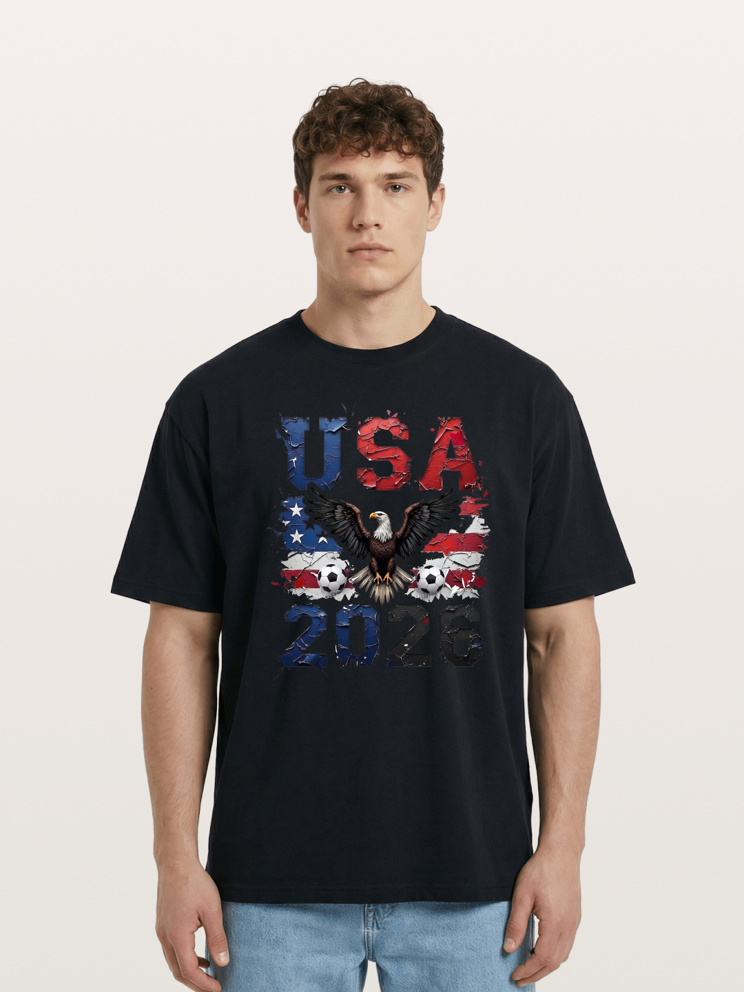 USA 2026 Bald Eagle Soccer Design Cotton T-shirt