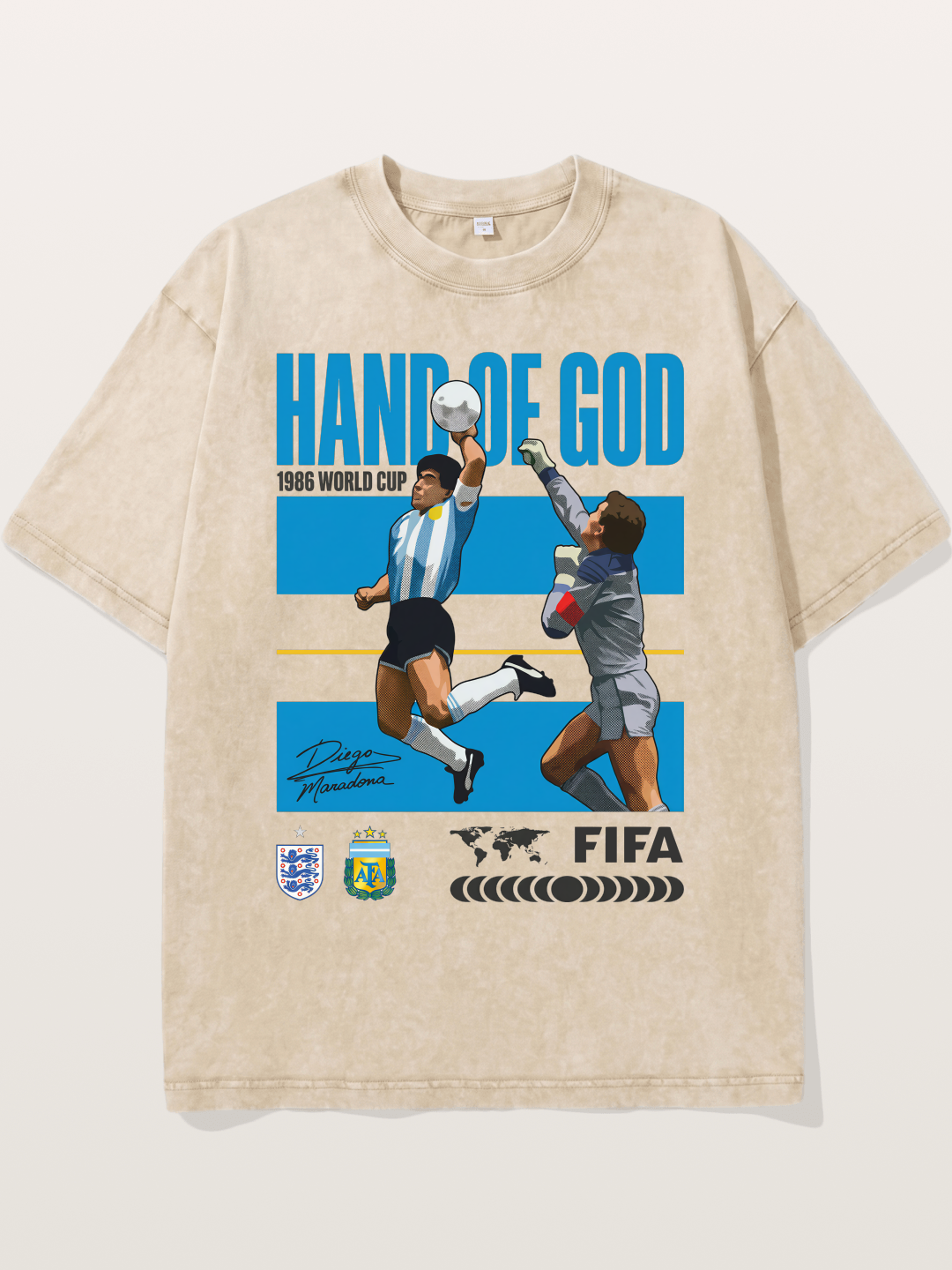 Hand of God 1986 WC Art Washed T-shirt