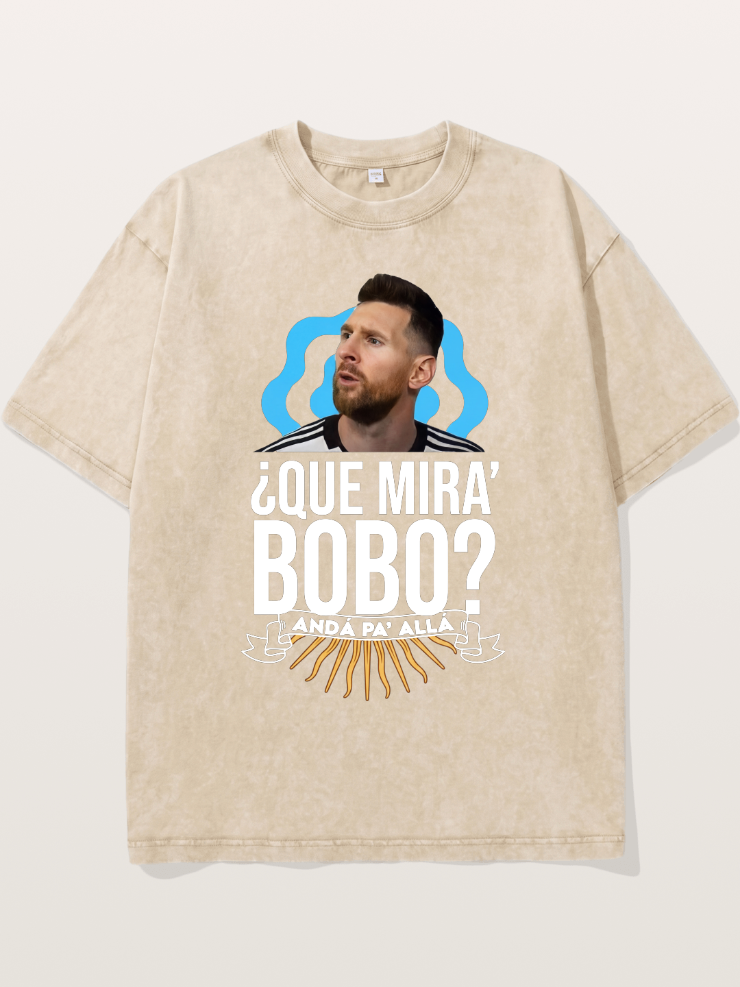 Messi Argentina Sun Design Washed T-shirt