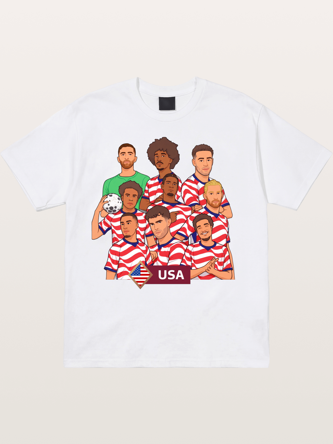 USMNT Cartoon Full Roster Gathering Cotton T-shirt