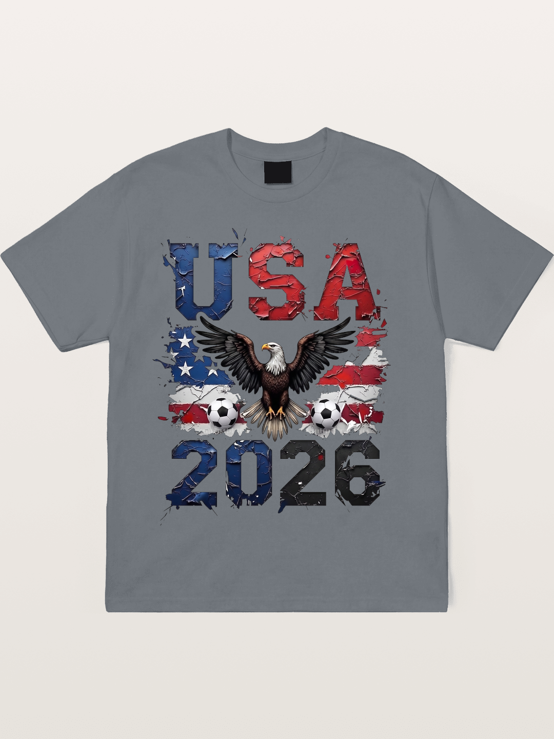 USA 2026 Bald Eagle Soccer Design Cotton T-shirt