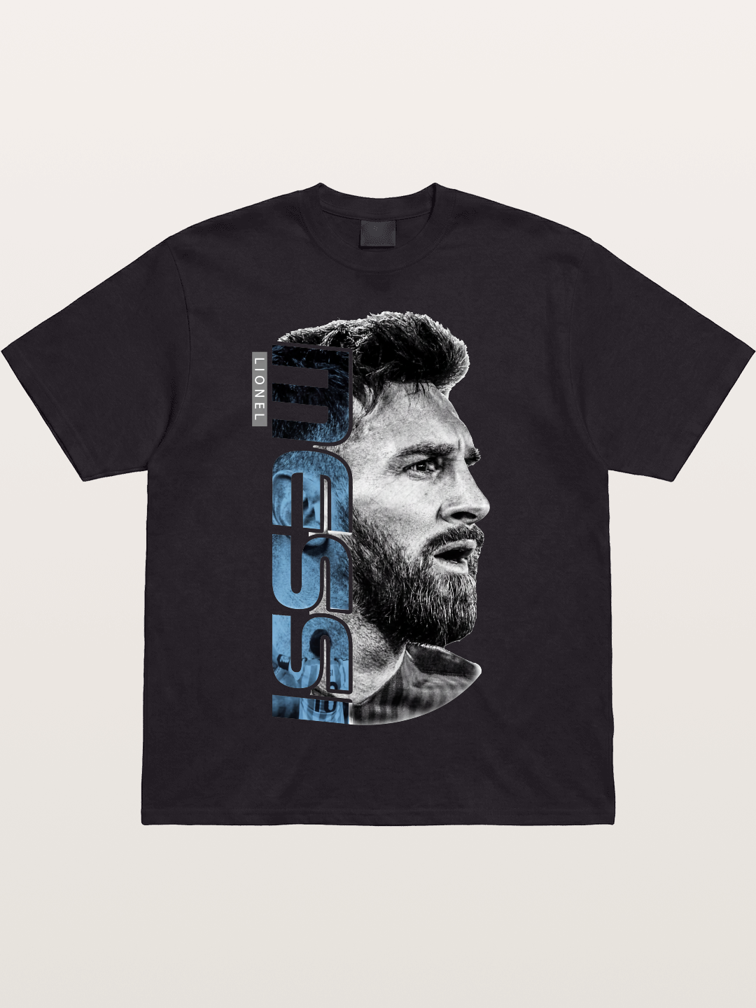 Messi Vertical Typography Art Cotton T-shirt