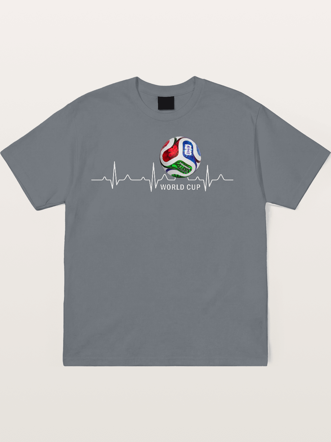 World Cup Soccer Heartbeat Graphic Cotton T-shirt