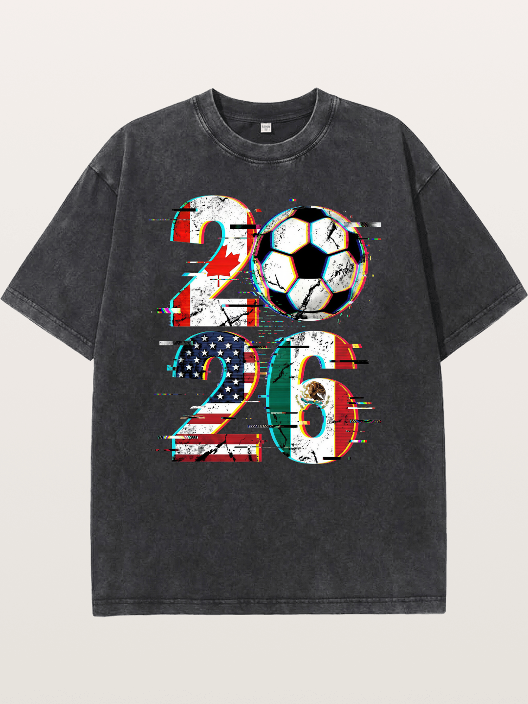 2026 WC Glitch Typography Print Washed T-shirt