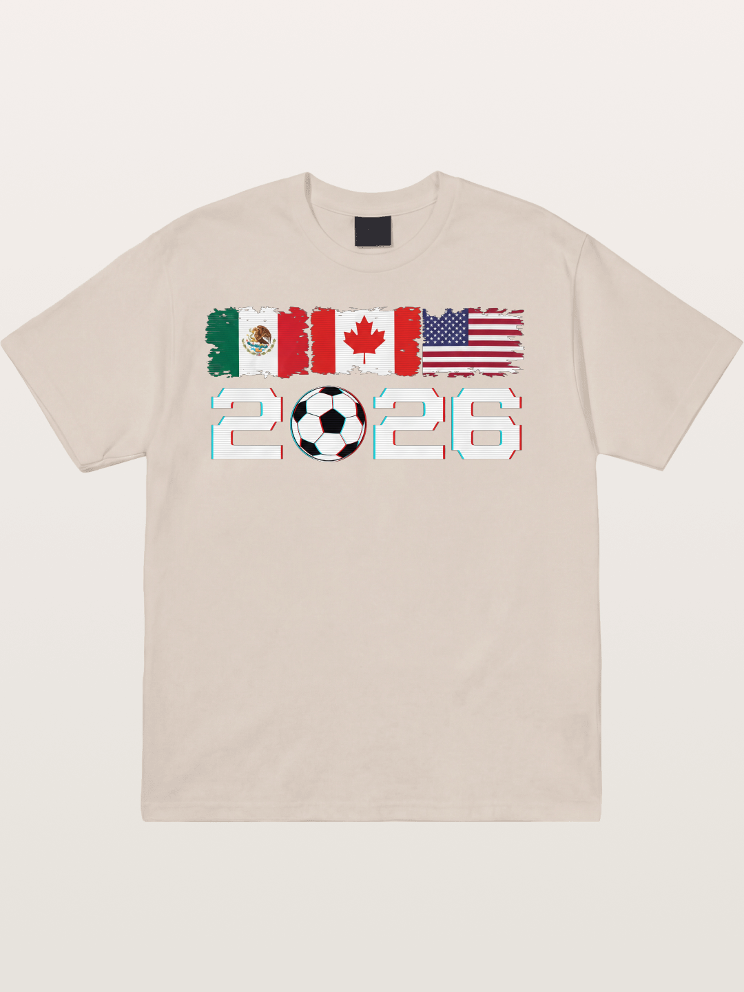 2026 WC USA Mexico Canada Flags Cotton T-shirt