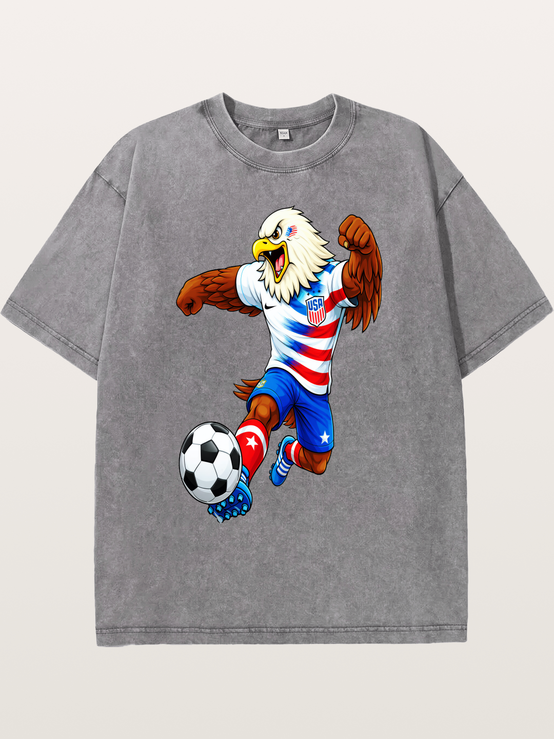 USA Eagle Mascot Soccer Graphic Washed T-shirt