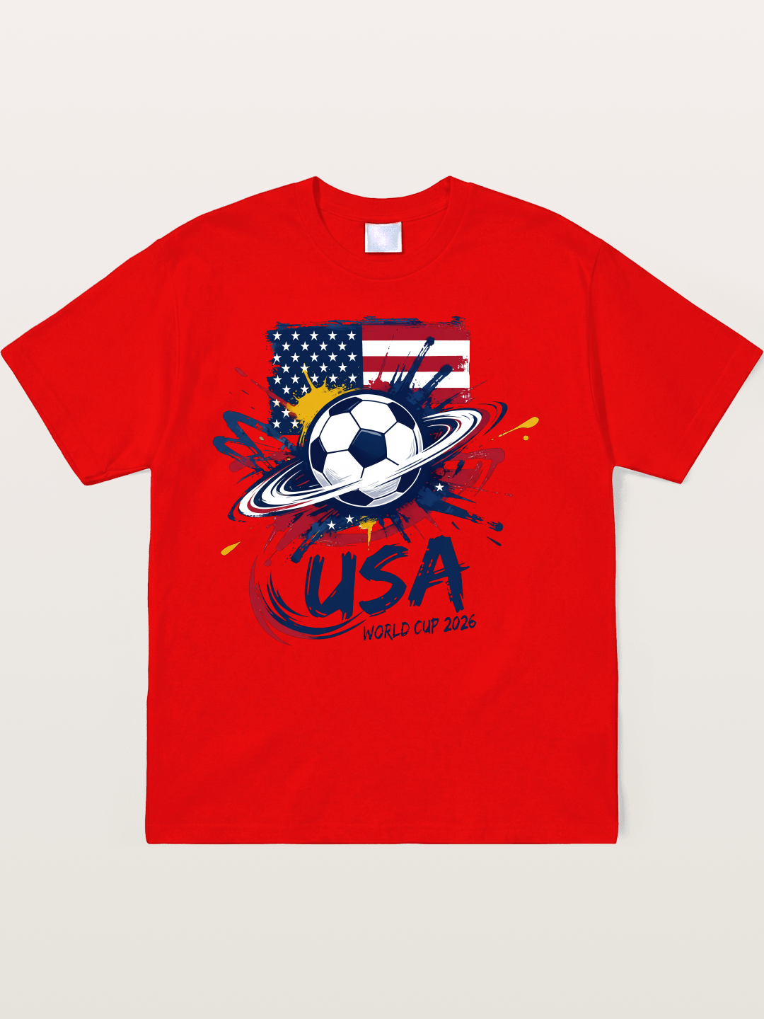 American Flag Splatter Soccer 2026 Soft-Stay T-shirt