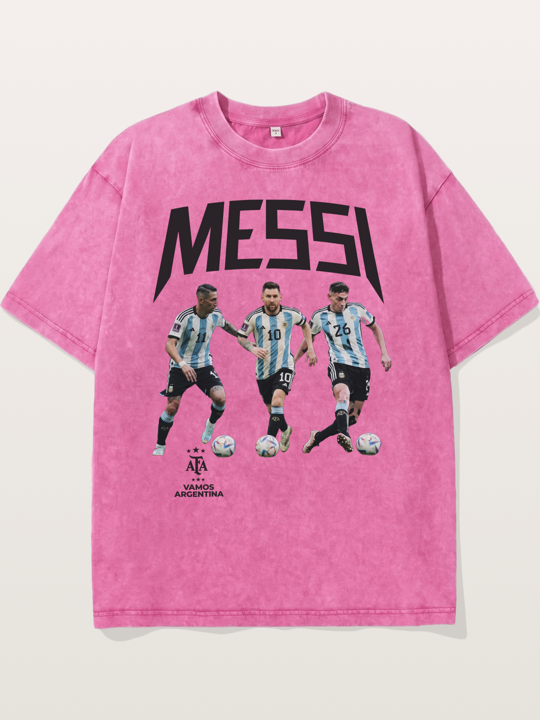 Messi Argentina Trio Soccer Players Washed T-shirt