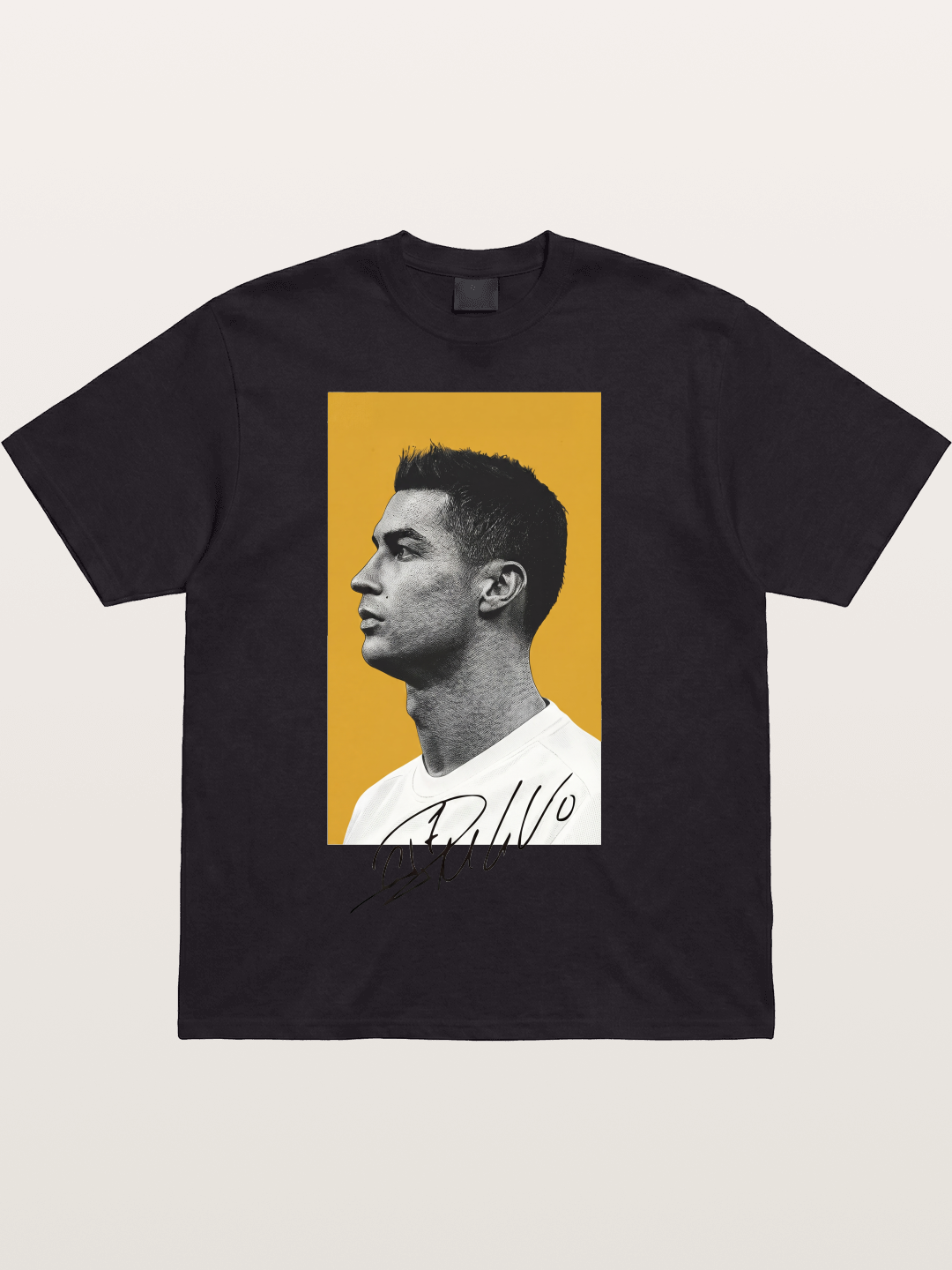 Ronaldo Gold Background Portrait Cotton T-shirt