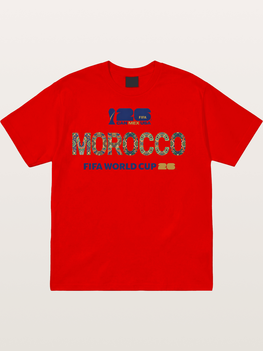 Morocco 2026 Mosaic Typography Cotton T-shirt