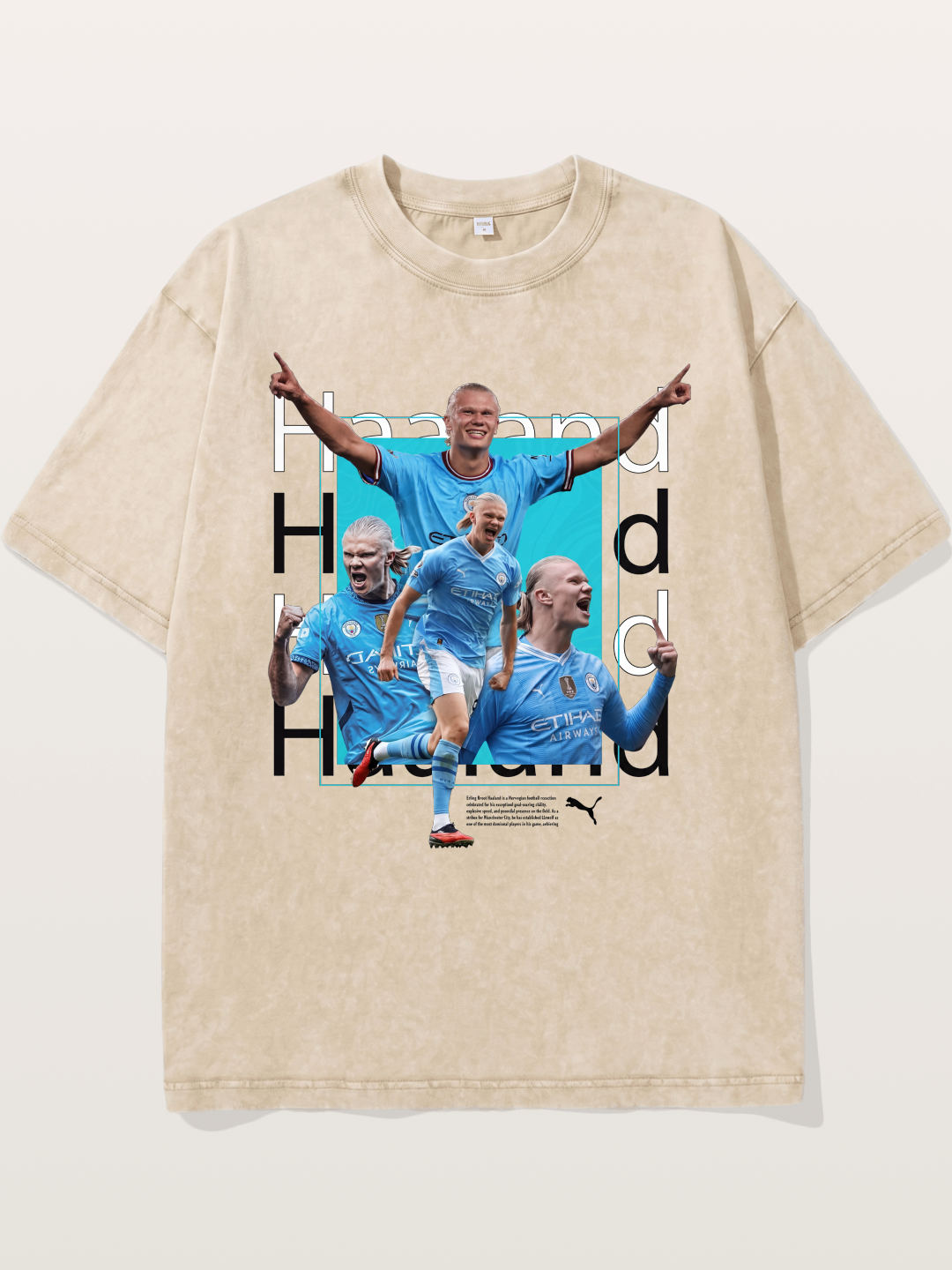 Haaland Typography Collage Art Washed T-shirt