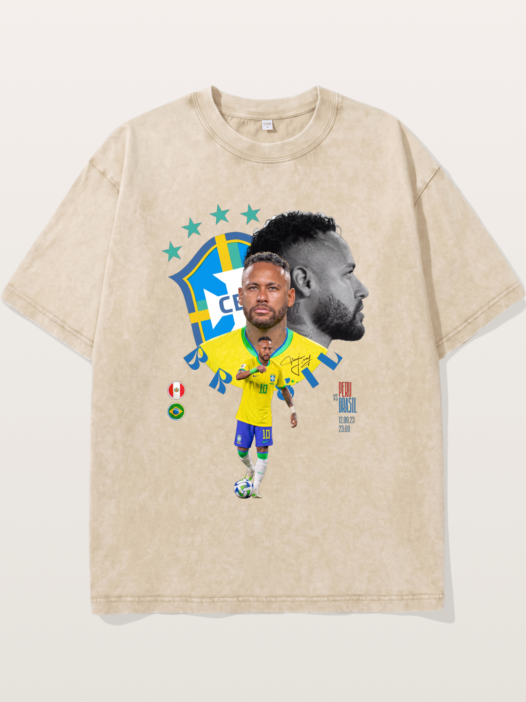Neymar Multi Portrait Art Washed T-shirt