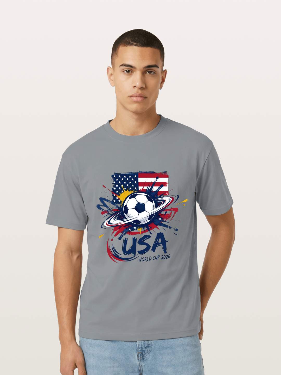 American Flag Splatter Soccer 2026 Gildan T-shirt