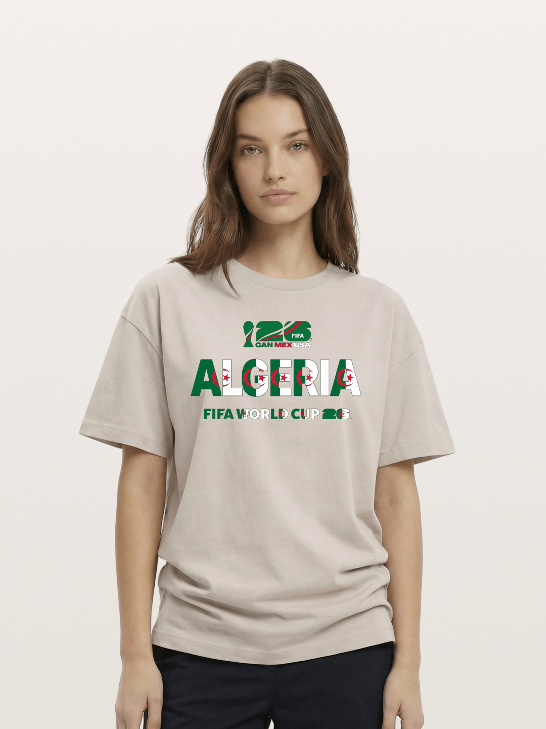 Algeria 2026 Flag Motif Art Cotton T-shirt