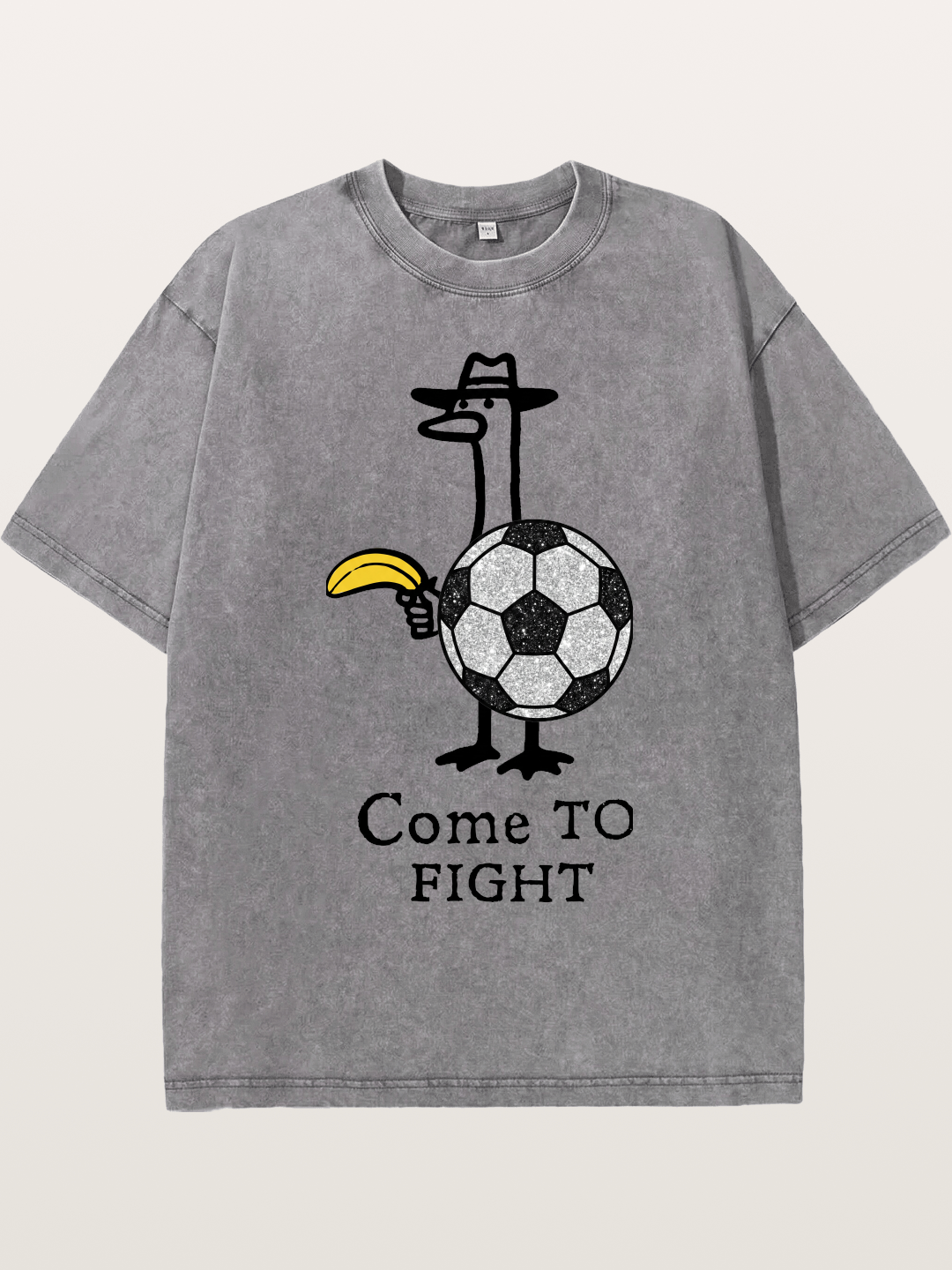 Ostrich Come To Fight Soccer Art Washed T-shirt