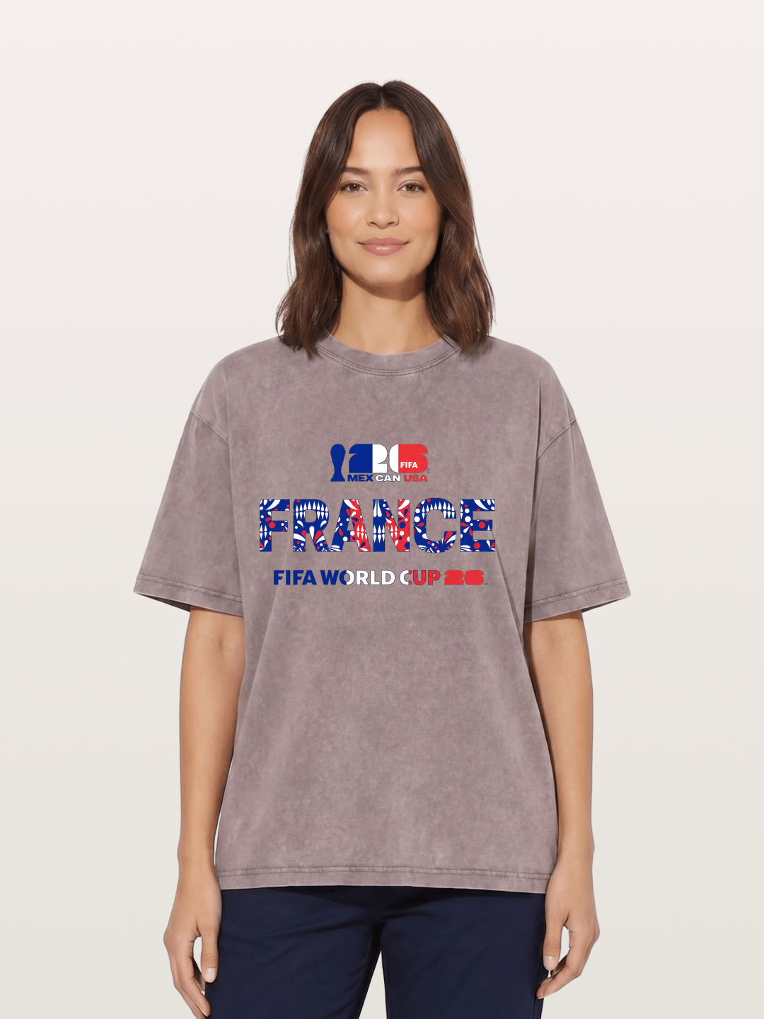 2026 World Cup France Pattern Graphic Washed T-shirt