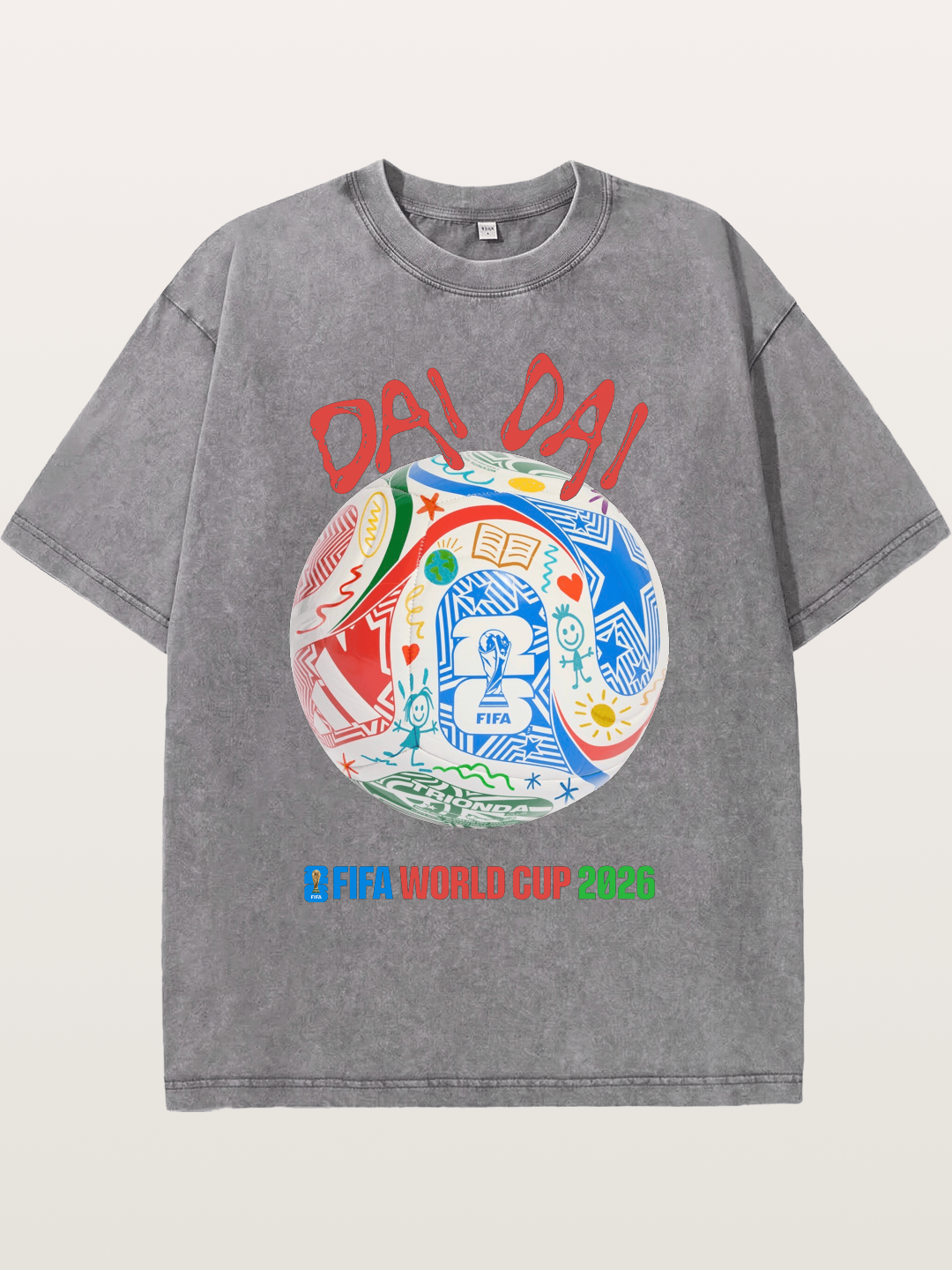 FIFA World Cup 2026 Doodle Soccer Ball Washed T-shirt