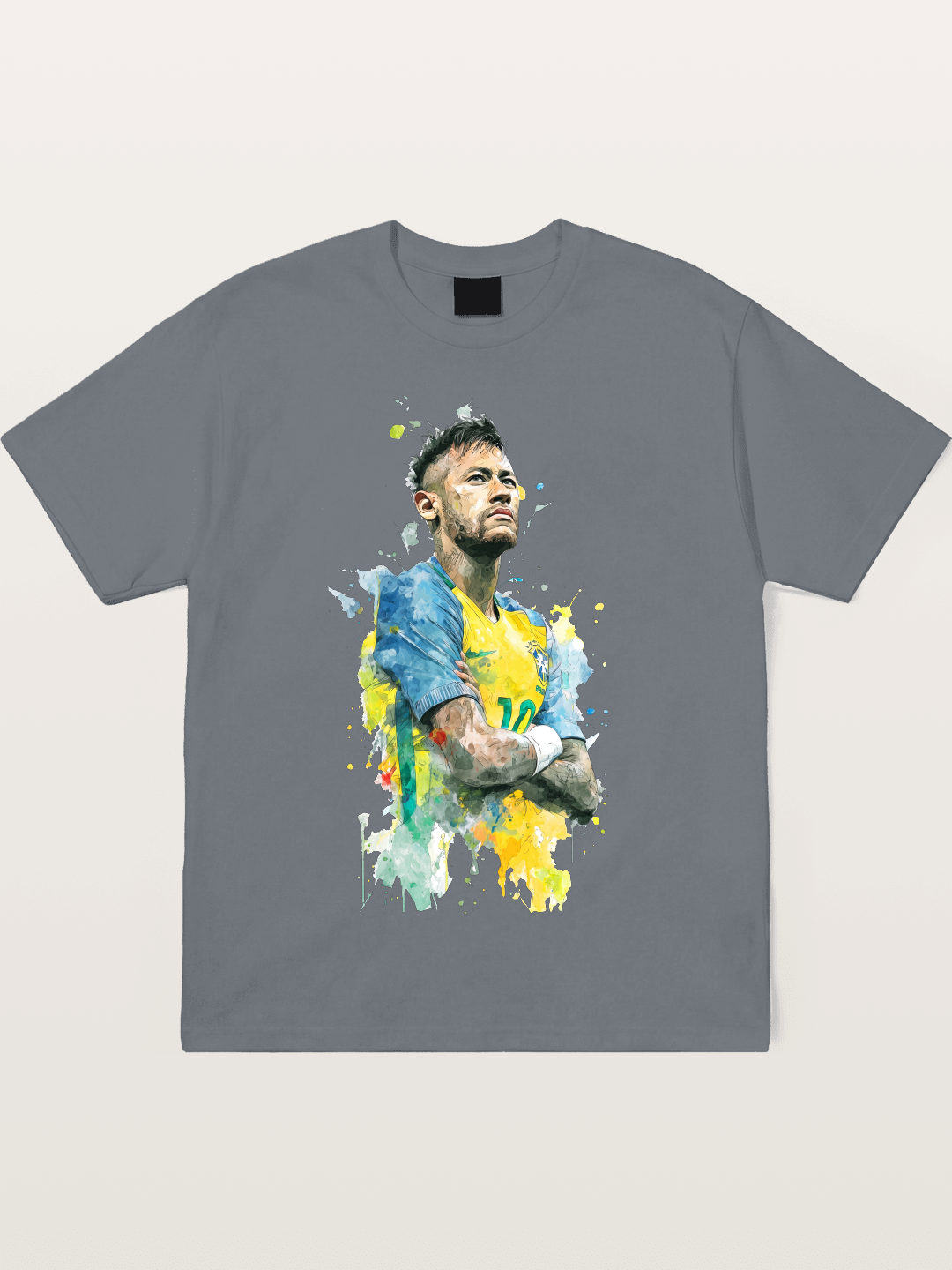 Neymar Brazil Watercolor Print Cotton T-shirt