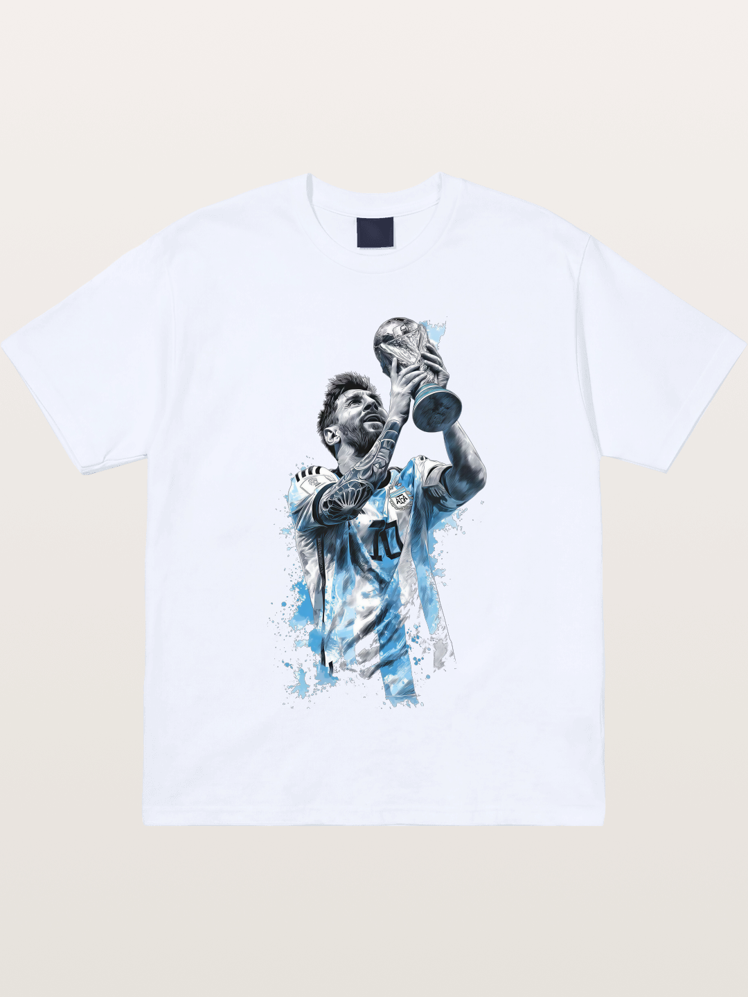 Messi WC Trophy Watercolor Gildan T-shirt