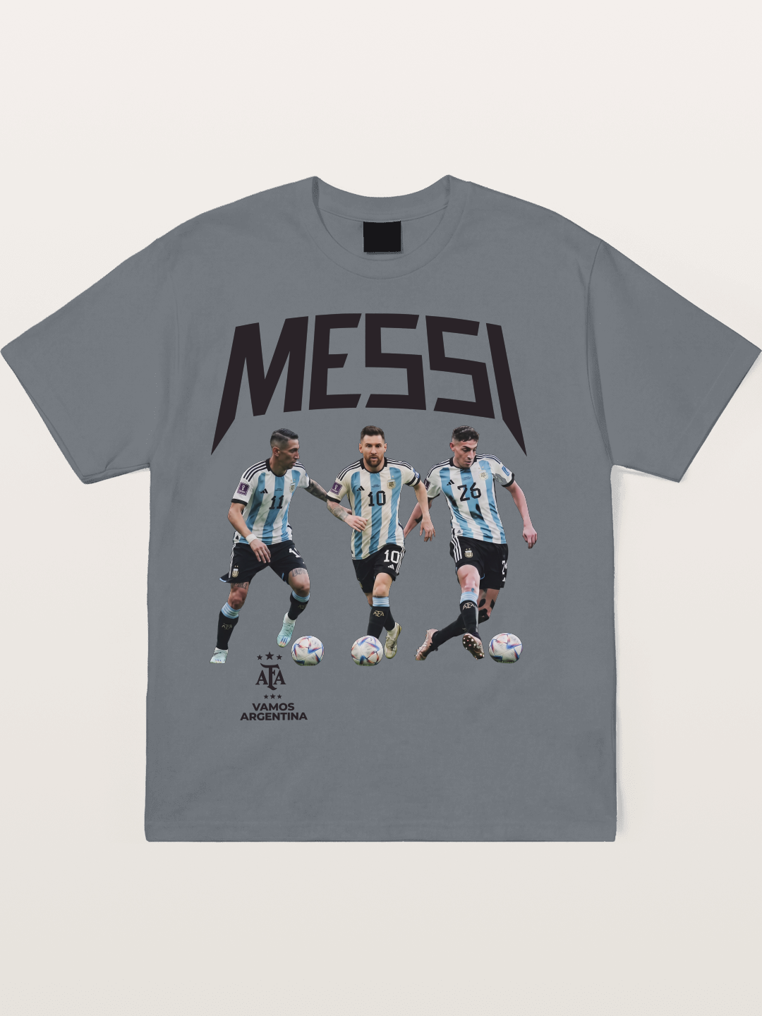 Messi Argentina Trio Soccer Players Cotton T-shirt