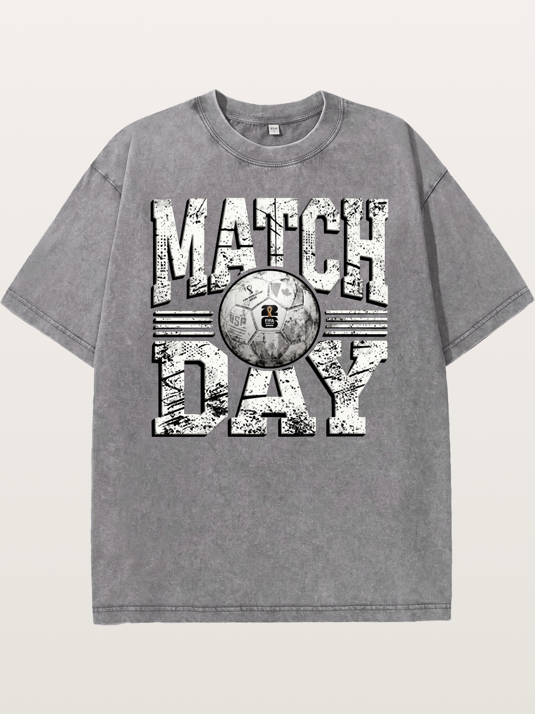 Match Day Grunge Soccer Print Washed T-shirt