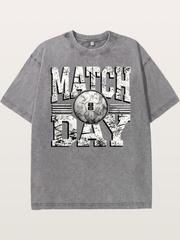 Match Day Grunge Soccer Print Washed T-shirt