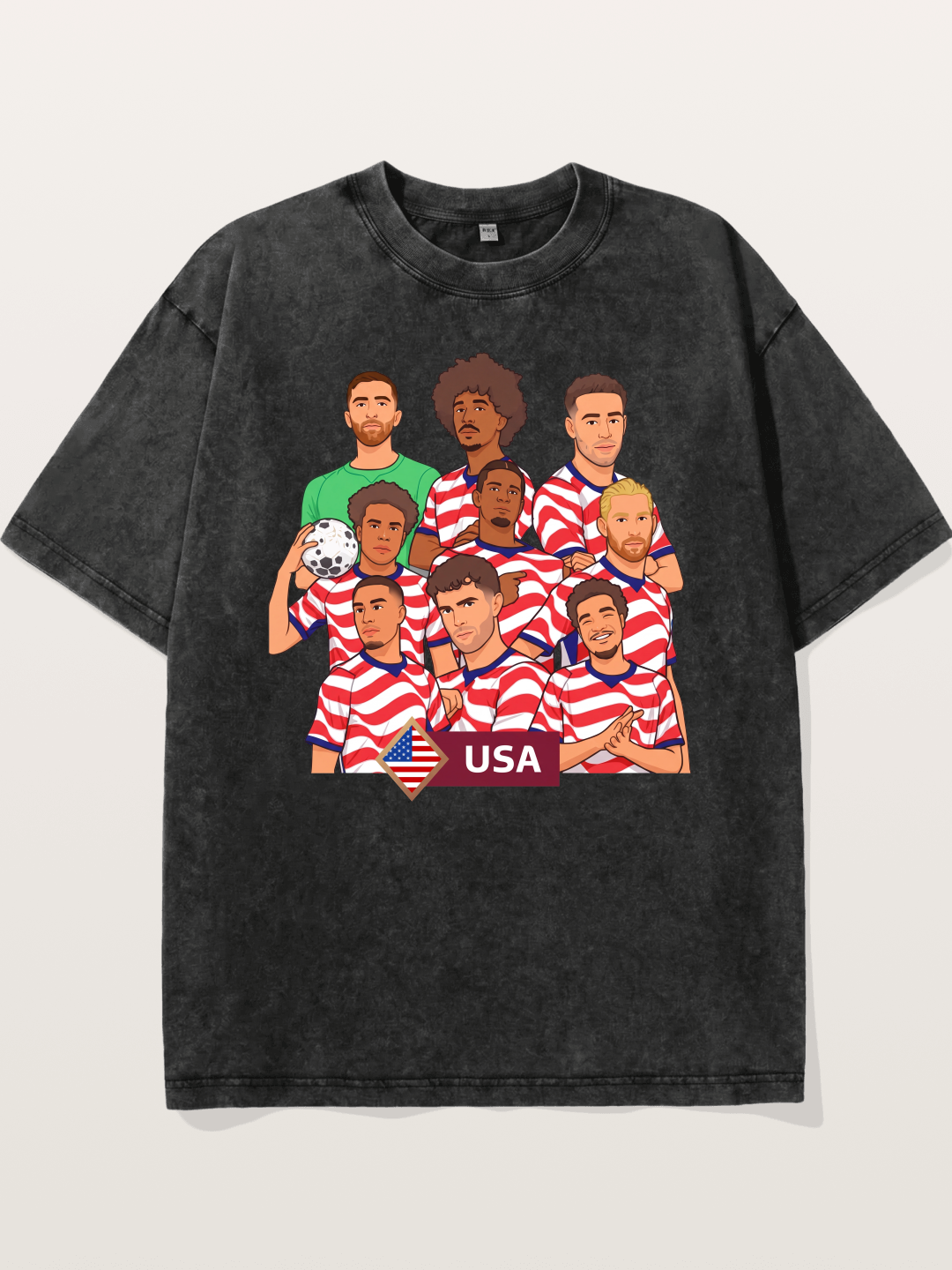 USMNT Cartoon Full Roster Gathering Washed T-shirt