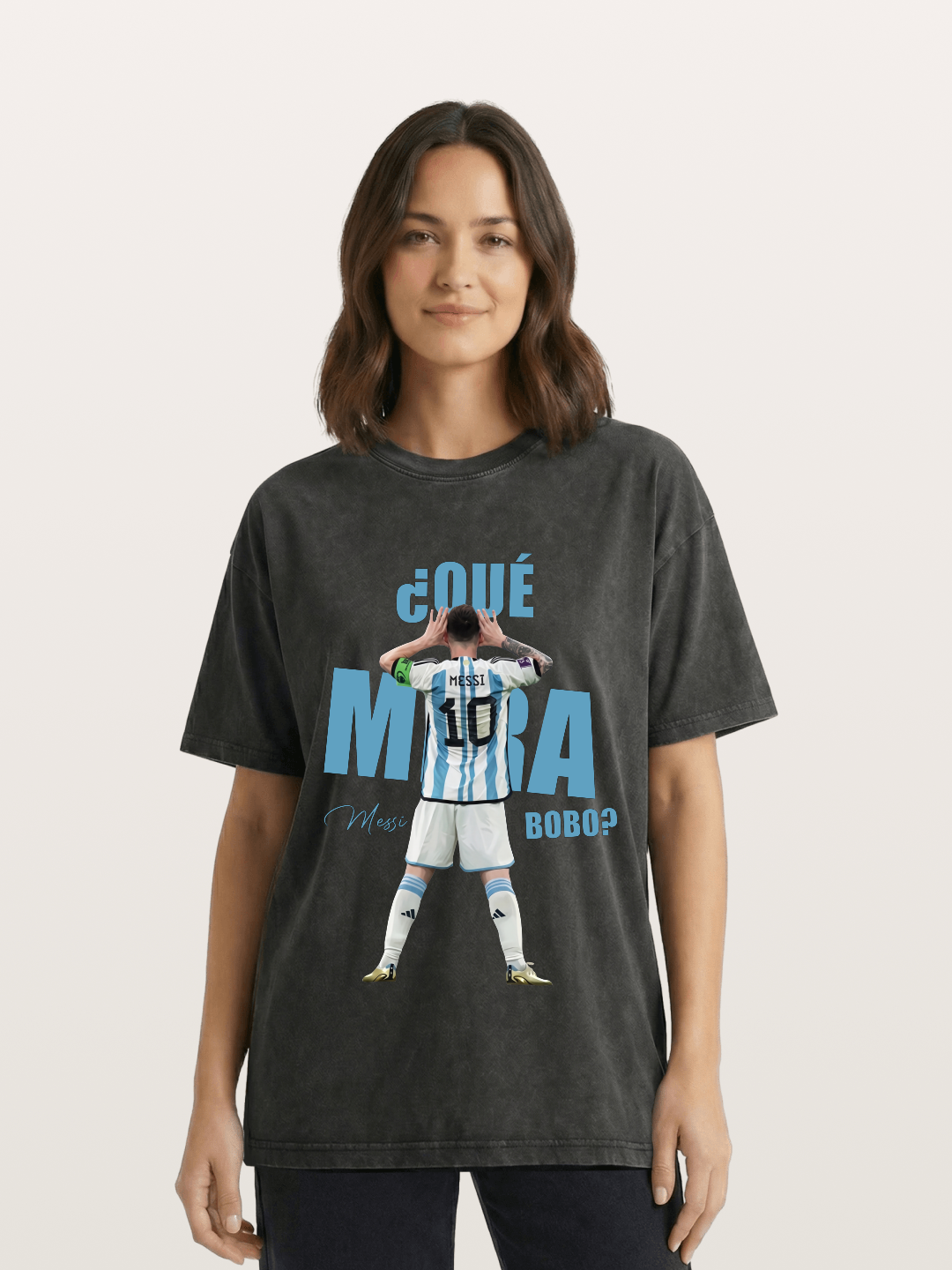 Messi ¿Qué Mirá Bobo Argentin Washed T-shirt