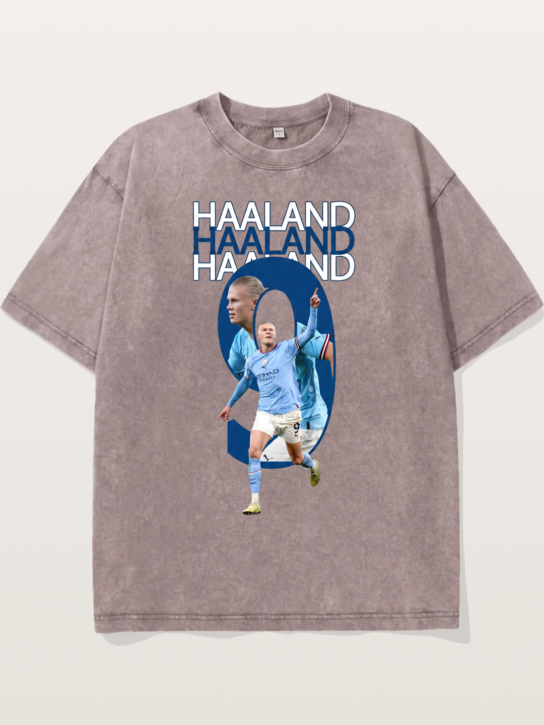 Haaland Man City Number 9 Art Washed T-shirt