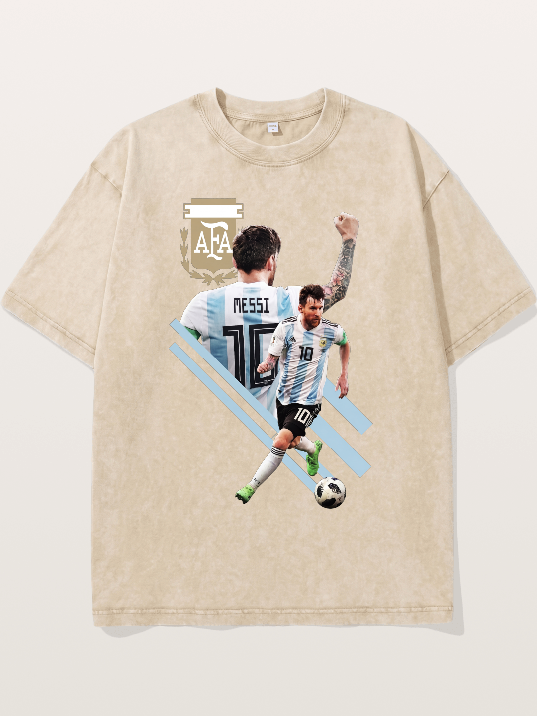 Messi Argentina Layered Art Washed T-shirt